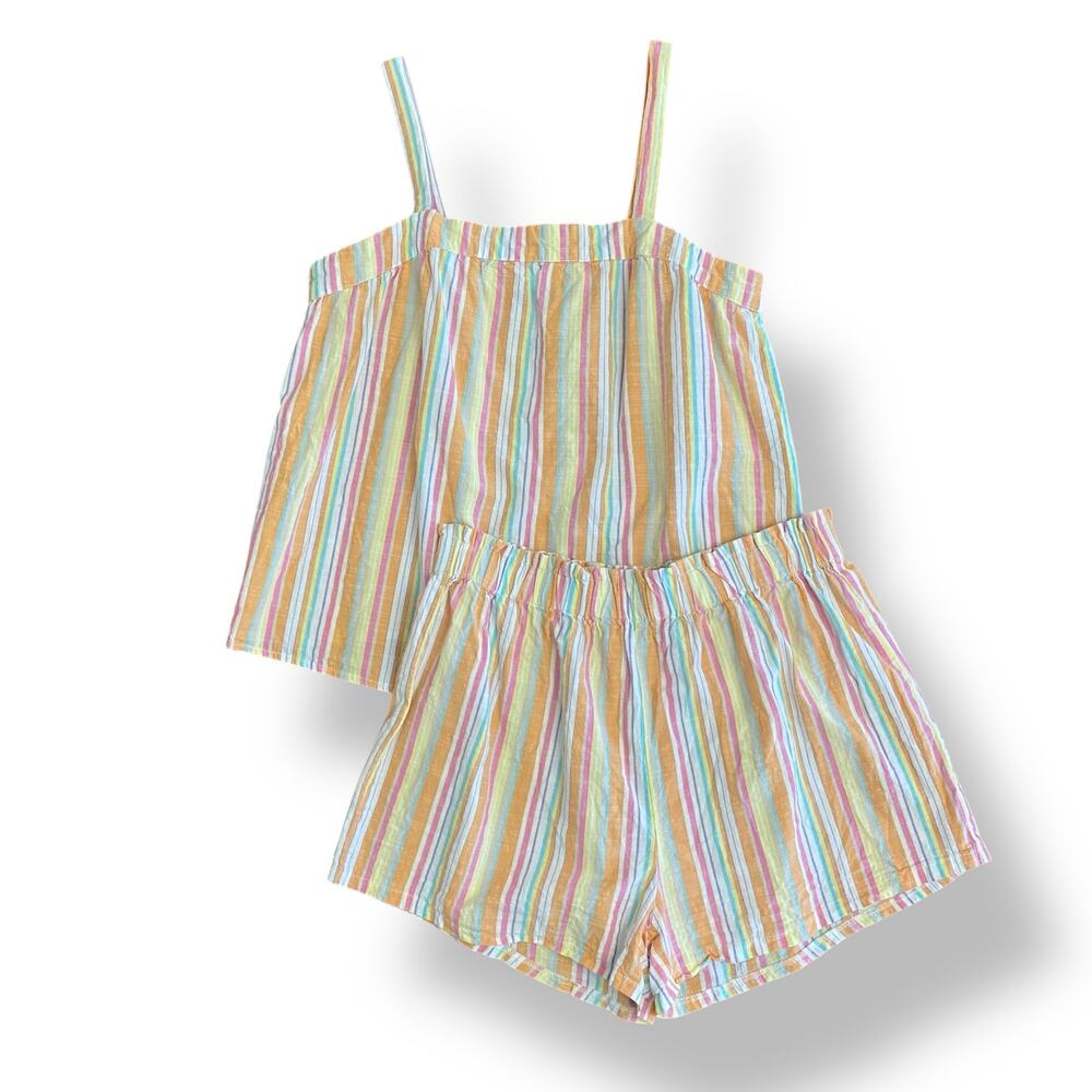 Nasty Gal Cotton Stripe Cami and Shorts Pajama Set Size‎ US 4